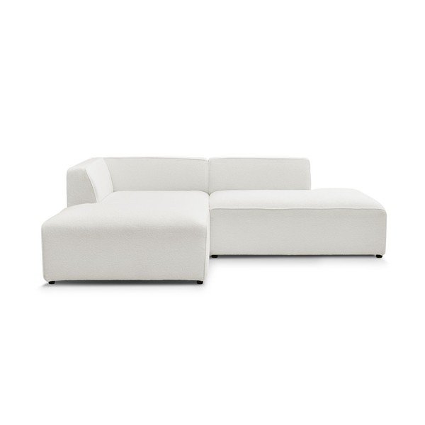 Colțar modular alb cu tapițerie din țesătură bouclé (cu colț pe partea stângă/în formă de ”L”) Megeve – Bobochic Paris