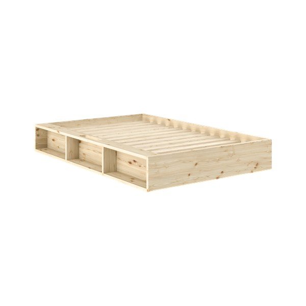 Pat în culoare naturală deschisă din lemn de pin fără tăblie cu somieră 120x200 cm Ziggy – Karup