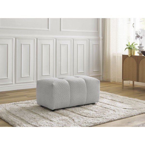 Taburet gri deschis cu tapițerie din țesătură bouclé Roxelane – Bobochic Paris-image-1