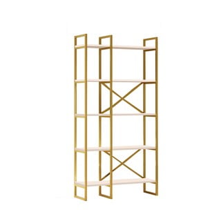 Etajeră alb/auriu 87,5x175 cm Monica – Kalune Design