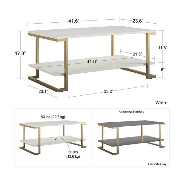 Măsuță de cafea CosmoLiving by Cosmopolitan Camila, 106 x 45 cm, alb - auriu-image-4