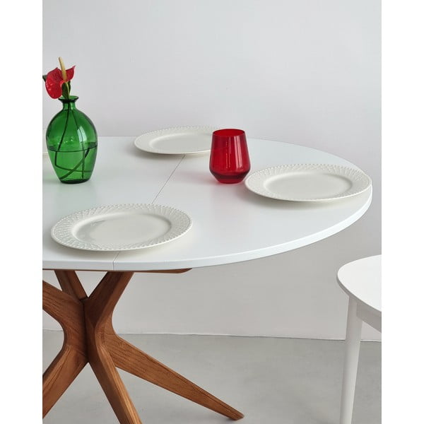 Masă de dining rotundă extensibilă cu blat suplimentar ø 90 cm Jubi – Ragaba-image-1