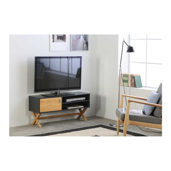 Comodă TV din lemn de pin SOB Leydo, gri