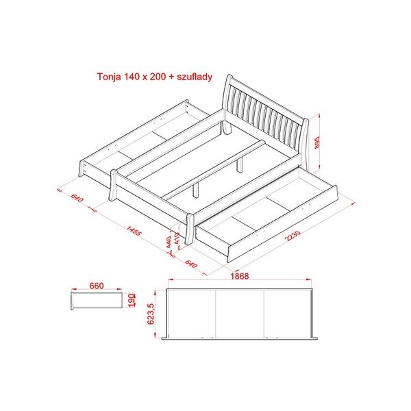 Sertar sub pat alb 160x200 cm Tonja – Olivia Living-image-3