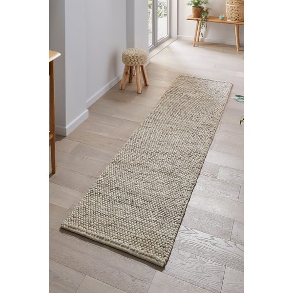 Covor tip traversă gri deschis țesut manual din amestesc de lână 60x230 cm Minerals – Flair Rugs-image-1