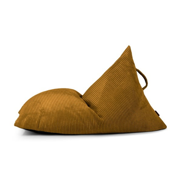 Fotoliu puf pentru copii galben muștar cu tapițerie din catifea reiată Razzy – SLOWDOWN