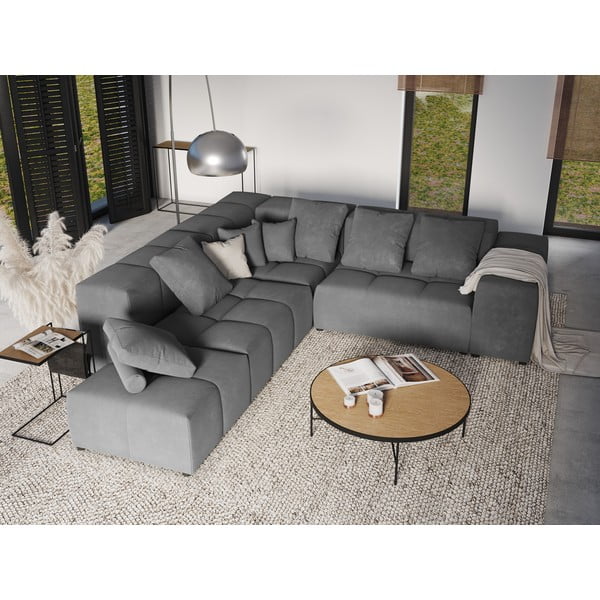 Pernă pentru canapea modulară gri cu tapițerie din catifea Rome Velvet - Cosmopolitan Design-image-4