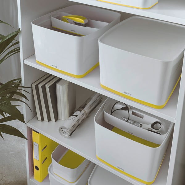 Cutie de depozitare din plastic alb-galben cu capac MyBox - Leitz-image-1