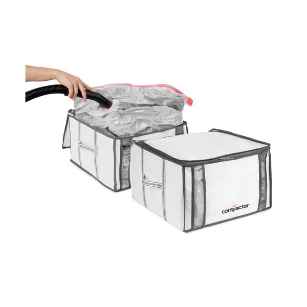 Cutii de depozitare pentru haine 2 buc. din material textil cu vacuum/cu pereți întăriți 42x25x25 cm Life – Compactor-image-4