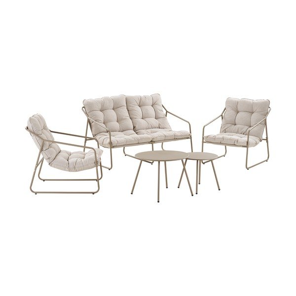 Set mobilier de grădină bej tapițat pentru 4 persoane Nilo – House Nordic-image-2