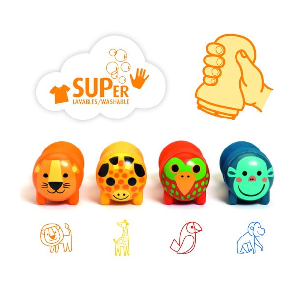 Ștampile cu animale pentru copii în set de 4 Safari - Djeco-image-1