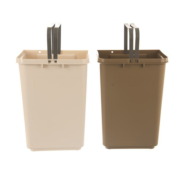 Coș de gunoi alb/bej de reciclat 2x20 l din plastic Duo Dust – Orion-image-1