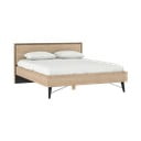 Pat matrimonial în culoare naturală cu aspect de lemn de stejar cu somieră 160x200 cm Ry – Tvilum