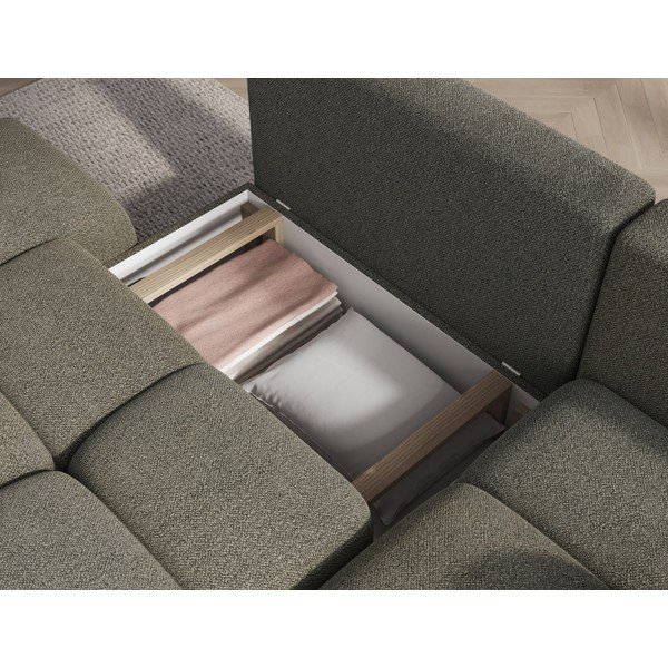 Colțar verde extensibil/cu spațiu de depozitare cu tapițerie din țesătură bouclé (cu colț pe partea dreaptă/cu șezlong) Vittario – ELTAP-image-2