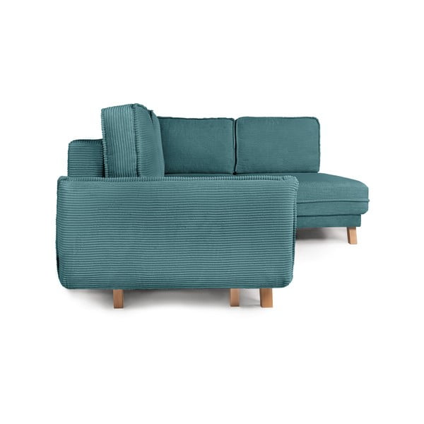 Colțar turcoaz extensibil cu tapițerie din catifea reiată (cu colț pe partea dreaptă) Tori – Bonami Selection-image-3