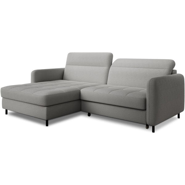 Colțar gri extensibil/cu spațiu de depozitare cu tapițerie din țesătură bouclé (cu colț pe partea stângă/cu șezlong) Gomsi – ELTAP-image-2