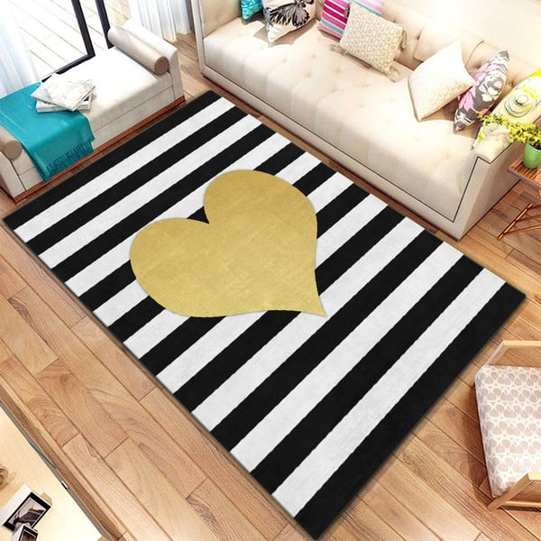 Covor Homefesto Digital Carpets Heart Amarillo, 80 x 140 cm