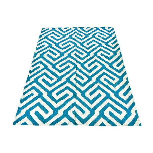 Covor de lână Geometry Modern Turquoise, 160x230 cm
