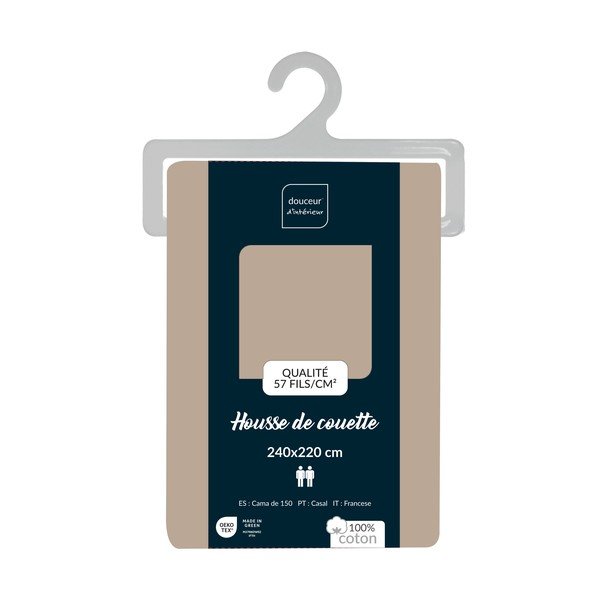 Husă de pilotă bej din bumbac pentru pat dublu/extinsă 240x220 cm Lina – douceur d'intérieur-image-2