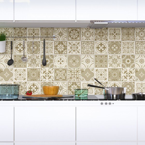 Set 60 autocolante de perete Ambiance Cement Tiles Fortunato, 15 x 15 cm-image-1
