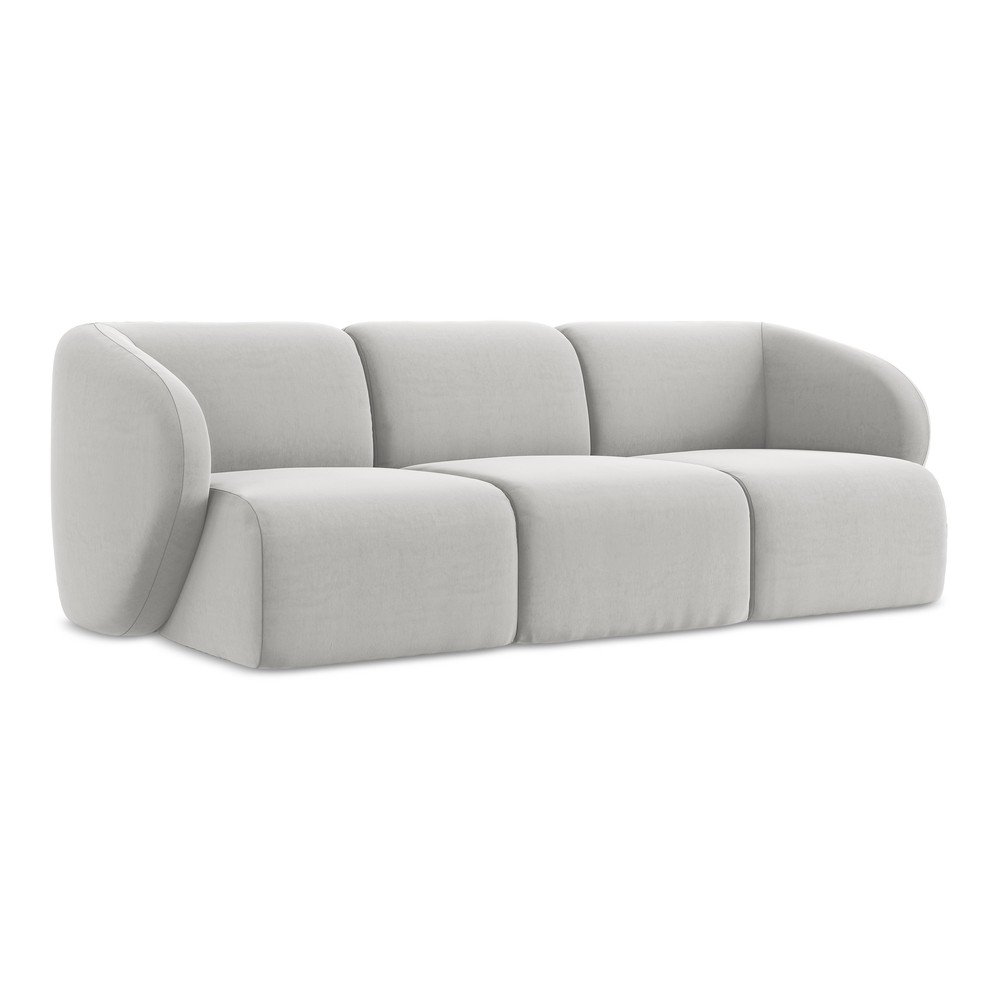 Canapea gri deschis cu tapițerie din catifea 244 cm Lani – Makamii