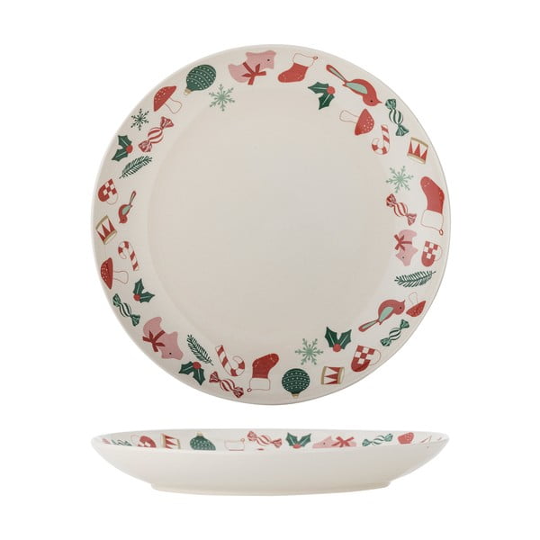 Farfurie crem pentru servire din gresie ø 28 cm  cu model de Crăciun Yule – Bloomingville-image-4