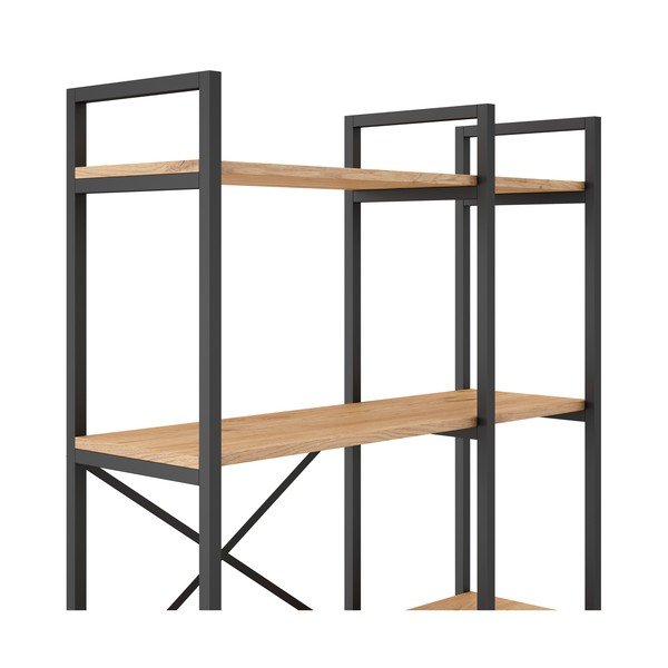 Etajeră negru/natural  cu aspect de lemn de stejar 87,5x175 cm Dusan – Marckeric-image-4