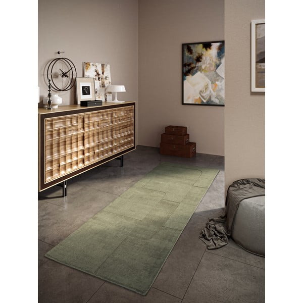 Covor tip traversă verde țesut manual din lână 80x250 cm Charlotte – Villeroy&Boch-image-1