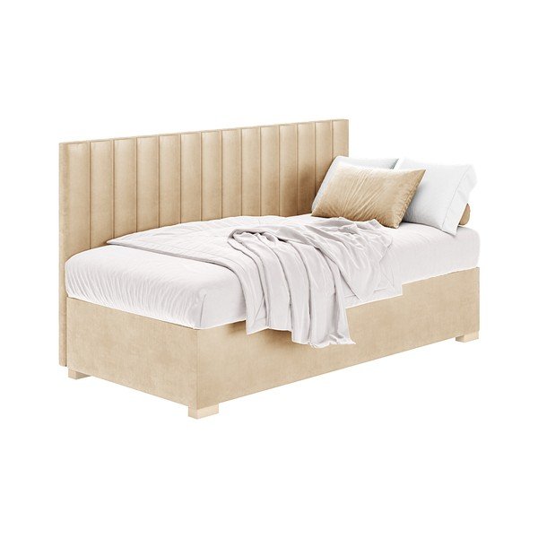 Pat pentru copii  bej cu spațiu de depozitare cu saltea 90x200 cm Chill – Ghado-image-3