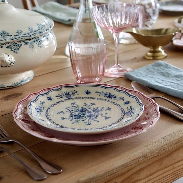 Farfurie albastră/bej pentru desert  din gresie ø 21 cm Vila – Costa Nova-image-4