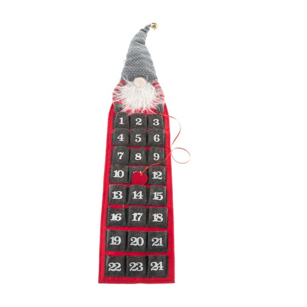 Calendar Advent din material textil gri și roșu Dakls, înălțime 75 cm
