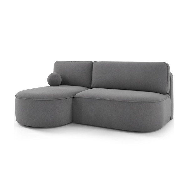 Colțar gri extensibil/cu spațiu de depozitare cu tapițerie din catifea (cu colț pe partea stângă/cu șezlong) Livosa – ELTAP