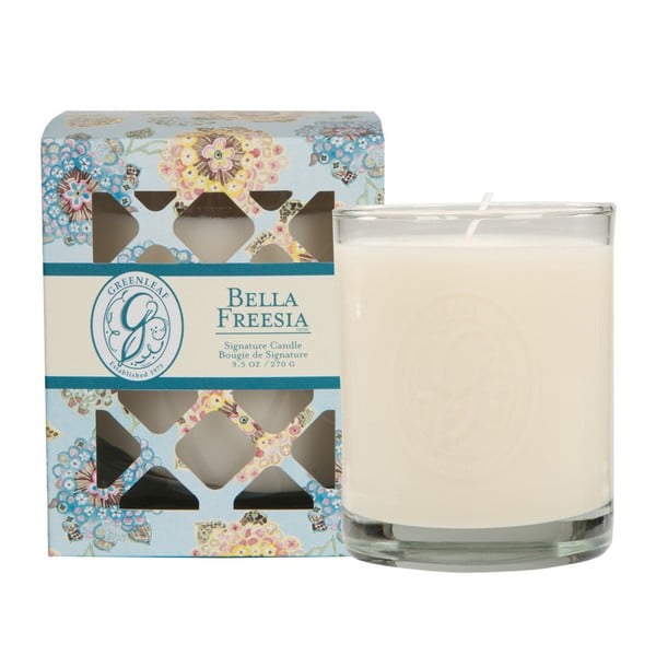 Lumânare parfumată Greenleaf Signature Bella Freesia, aromă de frezie, 80 de ore