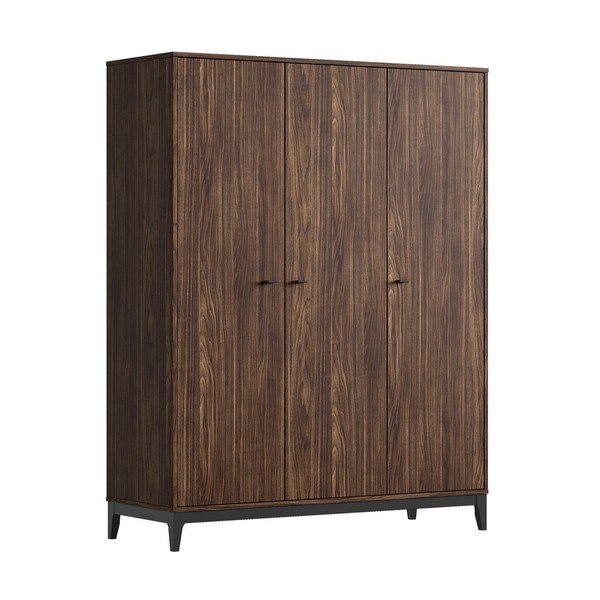 Șifonier în culoare naturală închisă cu aspect de lemn de nuc 148x190x55 cm Ilyas – Vipack