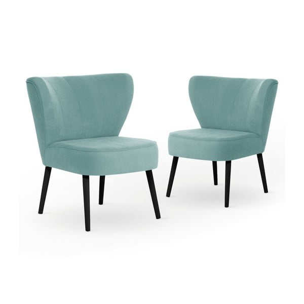 Set 2 scaune cu picioare negre My Pop Design Hamilton, albastru deschis