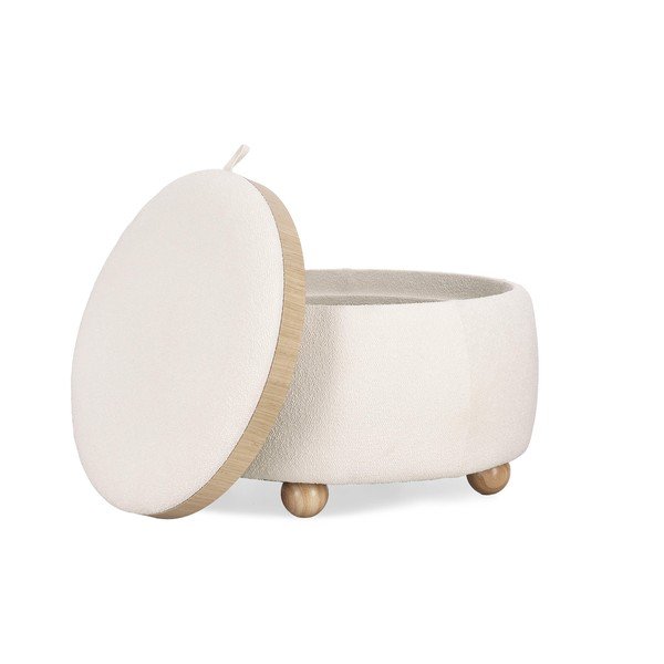 Puf crem cu tapițerie din țesătură bouclé Irisha – Bizzotto-image-3