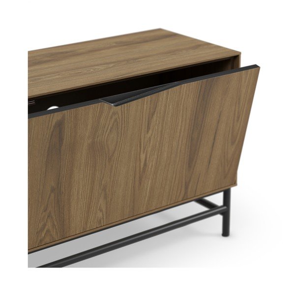 Comodă TV neagră/în culoare naturală cu aspect de lemn de stejar 150x61x35 cm Aiden – Marckeric-image-4