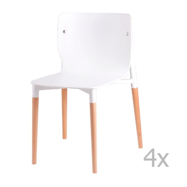 Set 4 scaune cu picioare din lemn sømcasa Alisia, alb