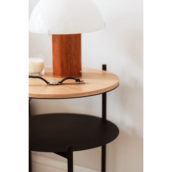 Noptieră neagră/în culoare naturală cu blat cu aspect de lemn de stejar Tu – noo.ma-image-3