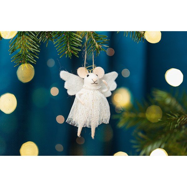 Ornament de Crăciun din material textil Angel Mouse – Sass & Belle-image-1