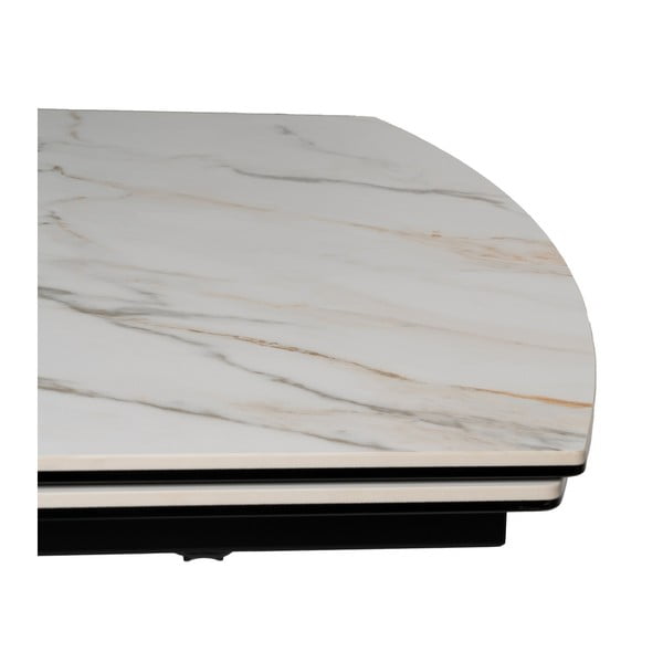 Masă de dining extensibilă cu blat cu aspect de marmură cu blat suplimentar 90x180 cm Rocía – Ixia-image-3
