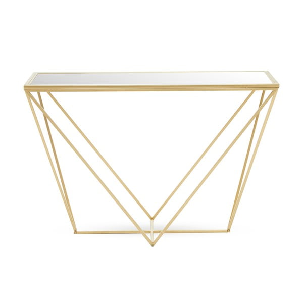 Masă tip consolă aurie cu blat din sticlă 40x120 cm Farran – Premier Housewares-image-2