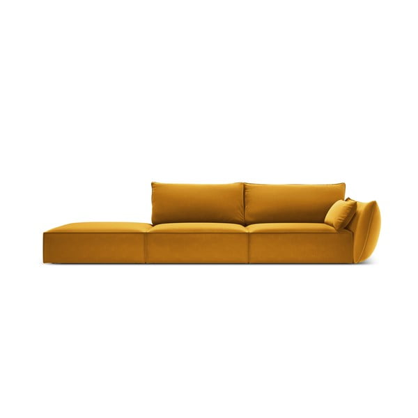 Canapea galben-muștar cu tapițerie din catifea, cu colț pe partea dreaptă 264 cm Vanda – Mazzini Sofas