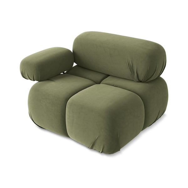 Modul pentru canapea modulară verde deschis cu tapițerie din catifea (cu colț pe partea stângă) Lokua – Makamii-image-3