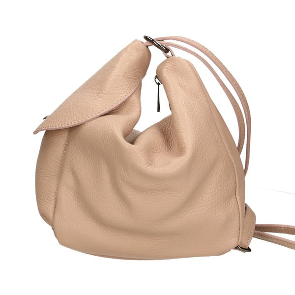Rucsac din piele bej Chicca Borse-image-3