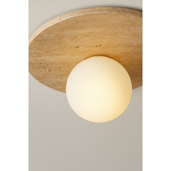 Plafonieră bej din piatră cu abajur din sticlă ø 12 cm Hilde – Opviq lights-image-4