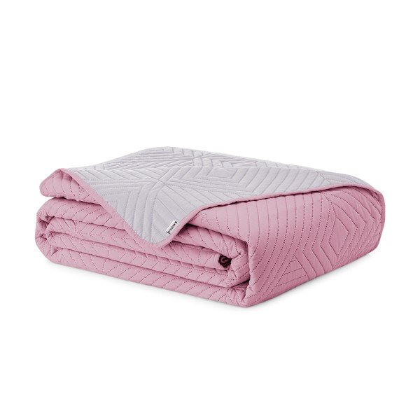 Cuvertură roz/gri deschis matlasată din microfibră 240x260 cm Softa – Restilo