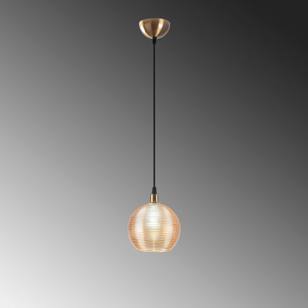 Lustră galben ocru/aurie cu abajur din sticlă ø 15 cm Muzo – Opviq lights-image-4