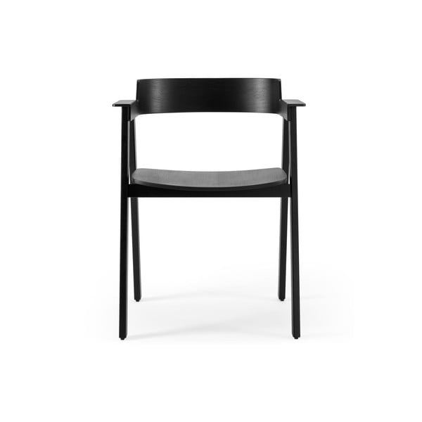 Scaun de dining negru cu cotiere din lemn de stejar Flip – Gazzda-image-2