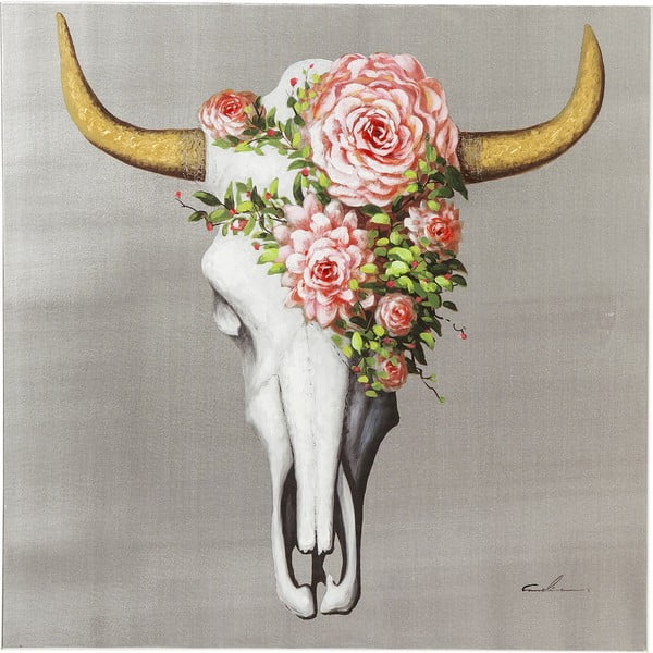 Tablou Kare Design Touched Flower Skull, 80 x 80 cm